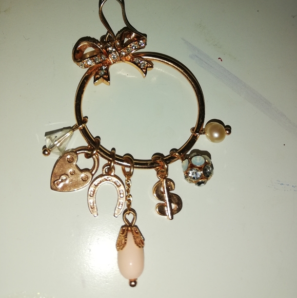 Rose gold Betsey Johnson earrings - Picture 2 of 2